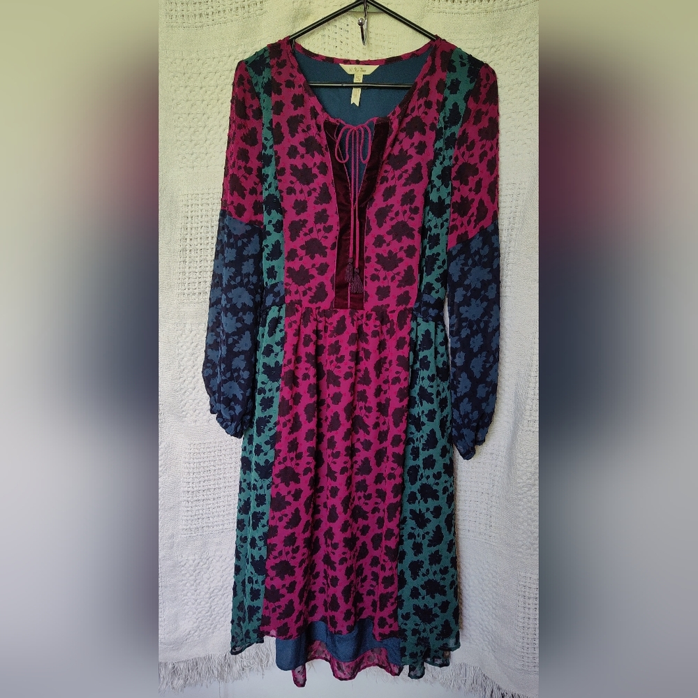 Matilda Jane "A Little Party Dress" Size Medium Bold Long Sleeve Dress
